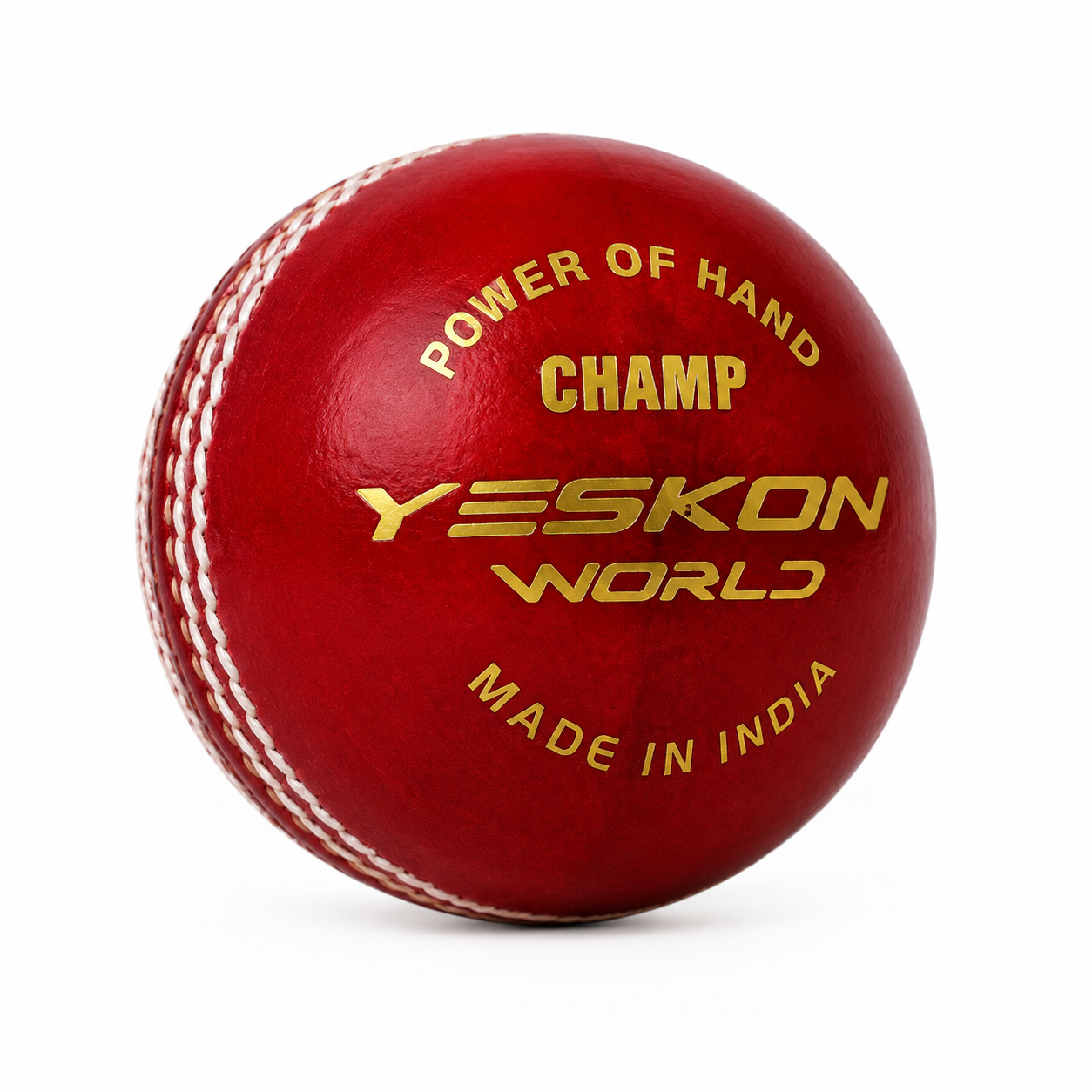 Red Cricket Ball (Champ) - YesKon World Cricket Leather Ball (Standard, Pack of 1, Red)