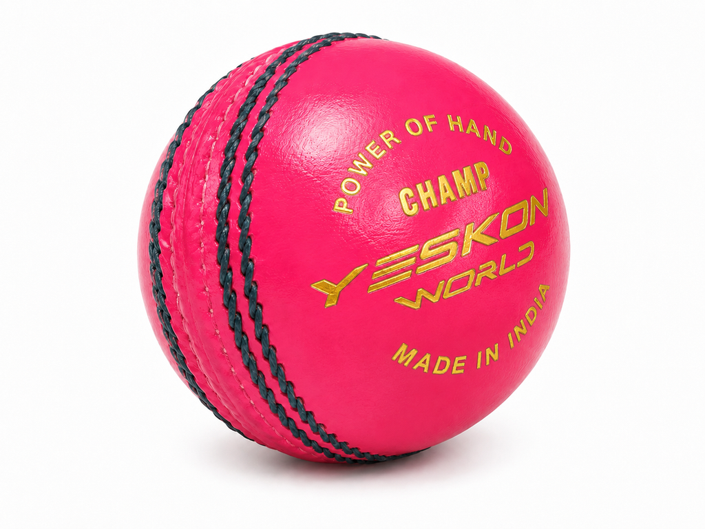 Pink Cricket Ball (Champ) - YesKon World Cricket Leather Ball (Standard, Pack of 1, Pink)
