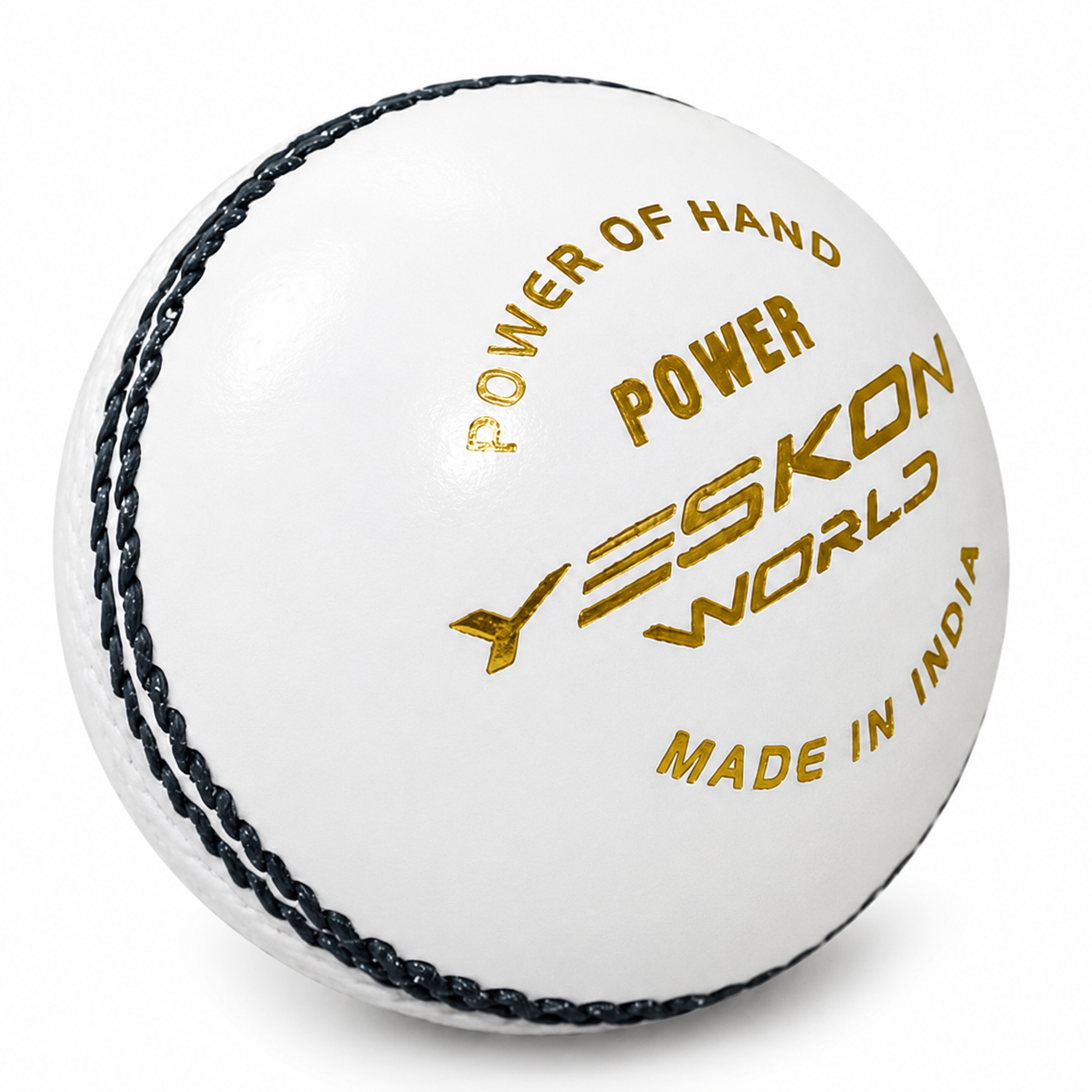 White Cricket Ball (Power) - YesKon World Cricket Leather Ball (Standard, Pack of 1, White)