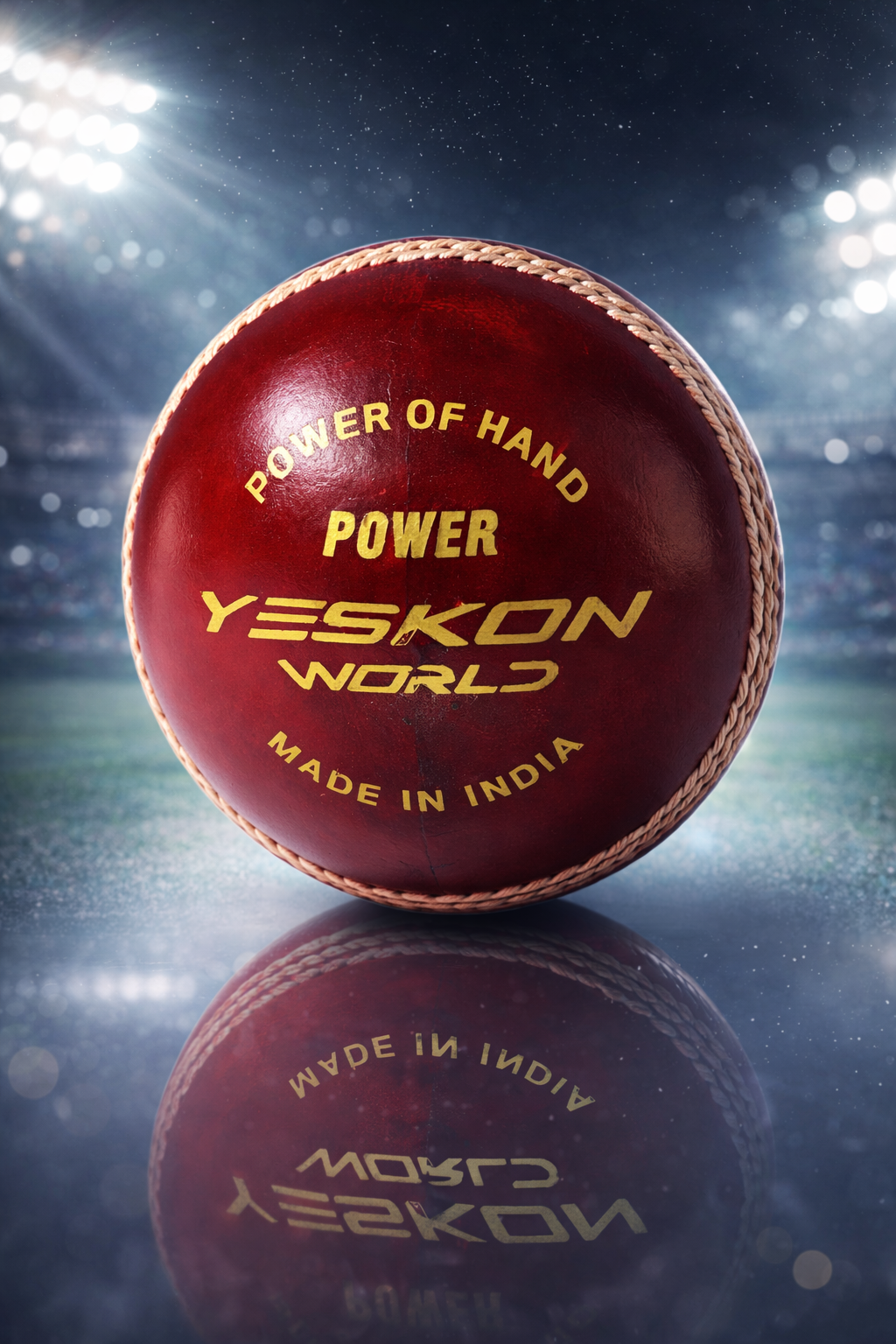 Red Cricket Ball (Power) - YesKon World Cricket Leather Ball (Standard, Pack of 1, Red)