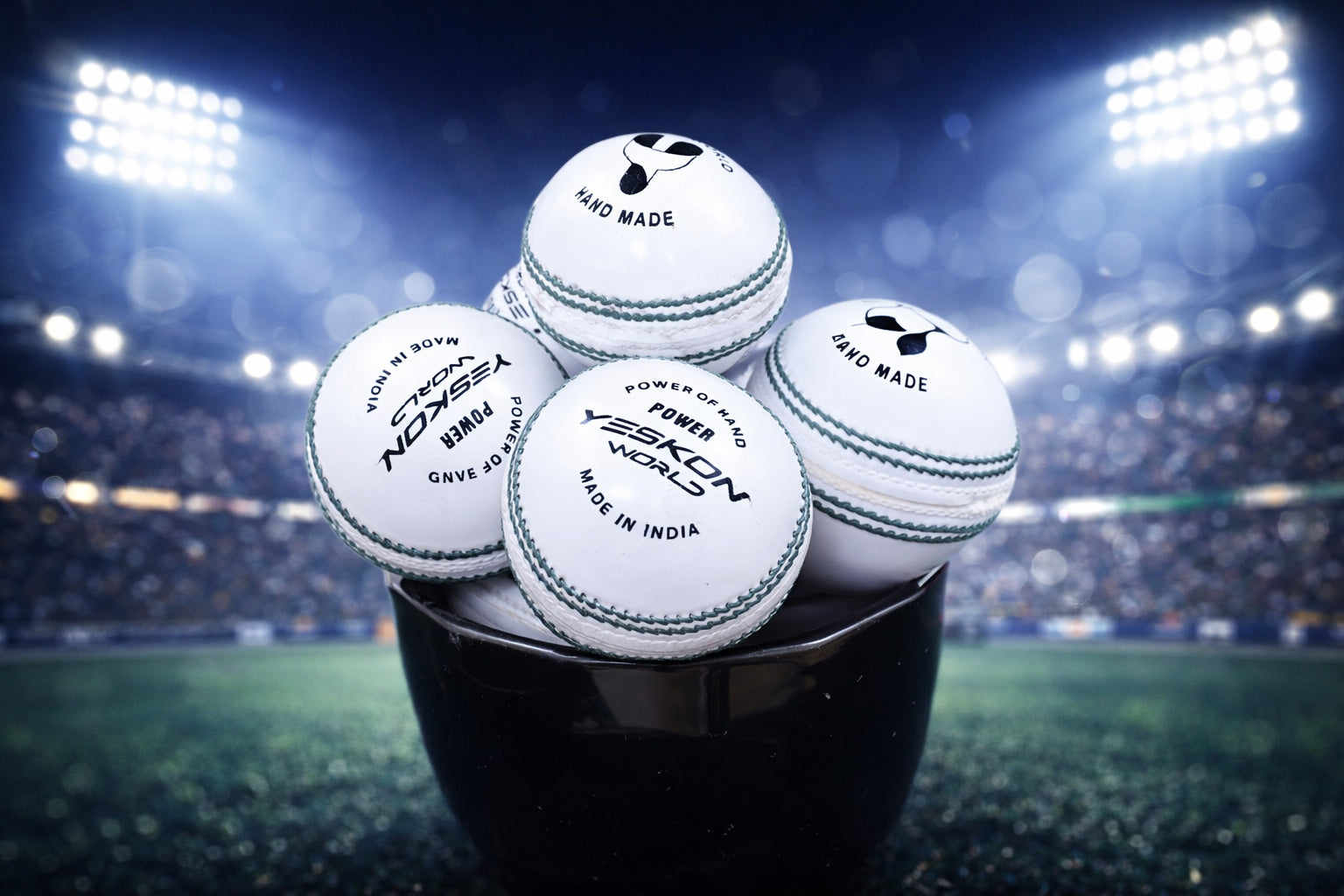 White Cricket Ball (Power) - YesKon World Cricket Leather Ball (Standard, Pack of 1, White)