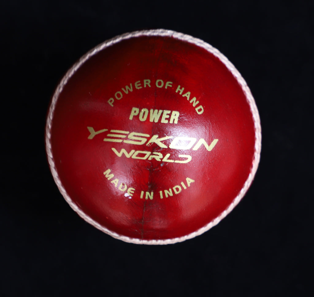 Red Cricket Ball (Power) - YesKon World Cricket Leather Ball (Standard, Pack of 1, Red)
