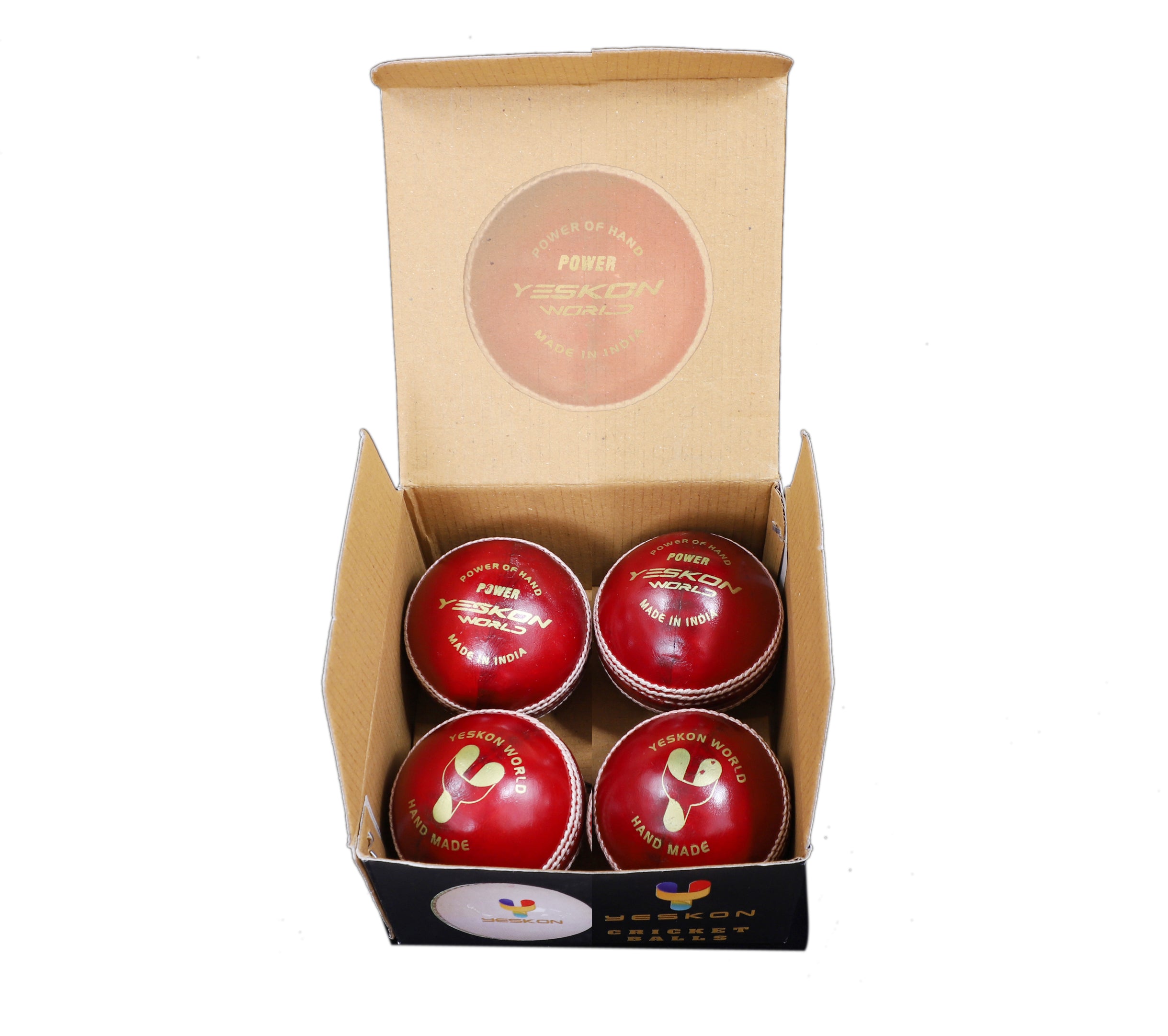 Red Cricket Ball (Power) - YesKon World Cricket Leather Ball (Standard, Pack of 1, Red)