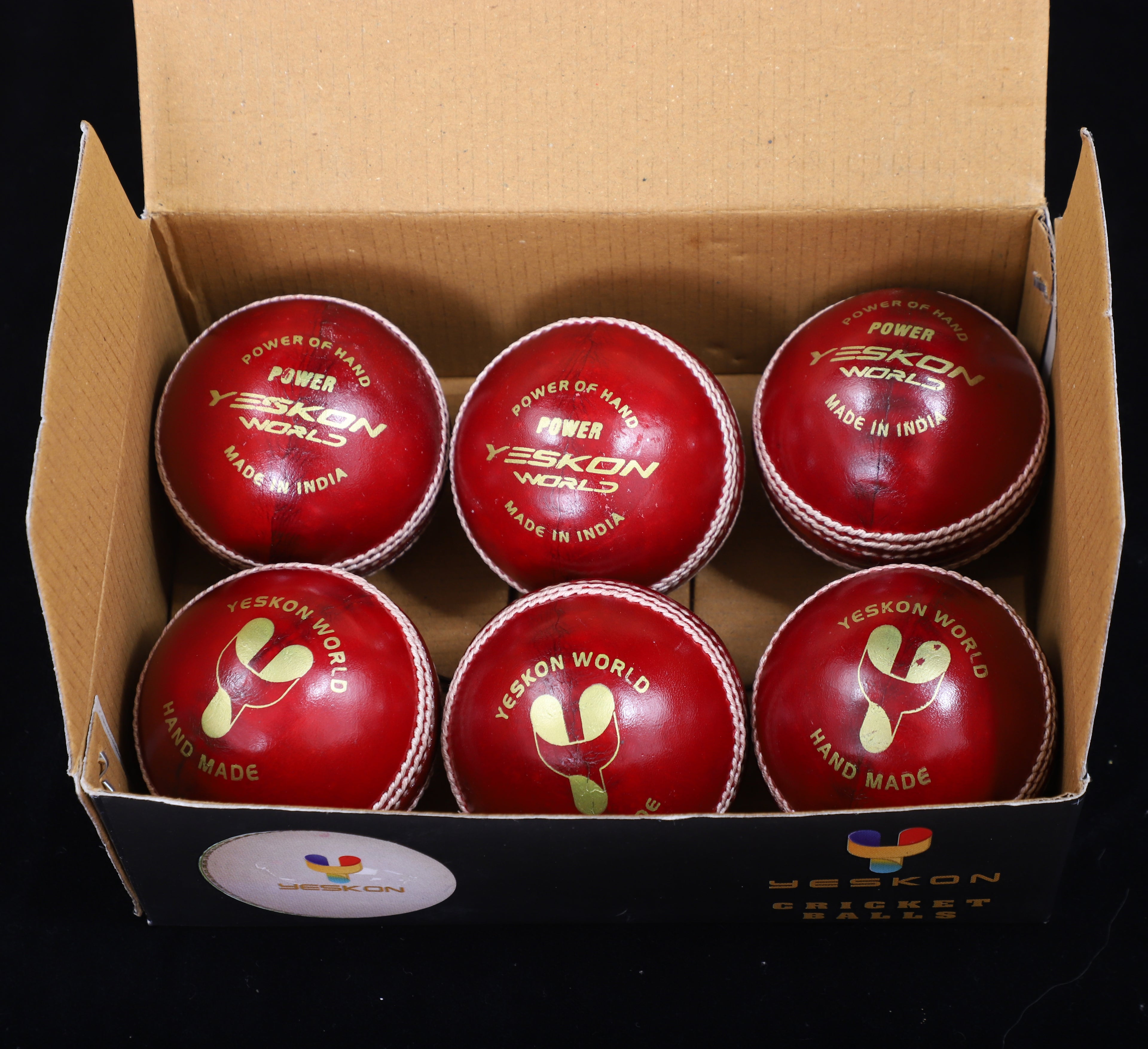 Red Cricket Ball (Power) - YesKon World Cricket Leather Ball (Standard, Pack of 1, Red)