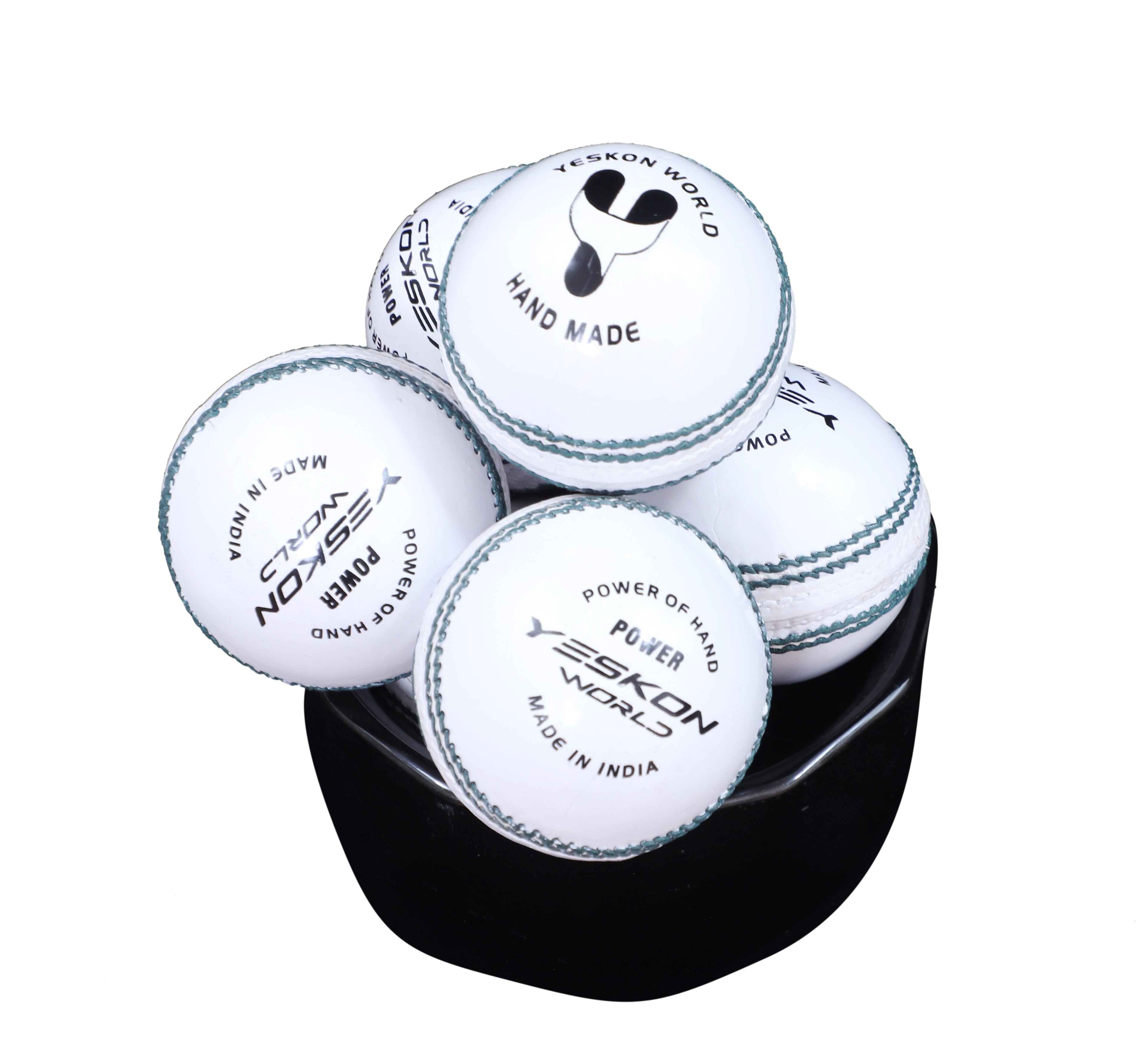 White Cricket Ball (Power) - YesKon World Cricket Leather Ball (Standard, Pack of 1, White)