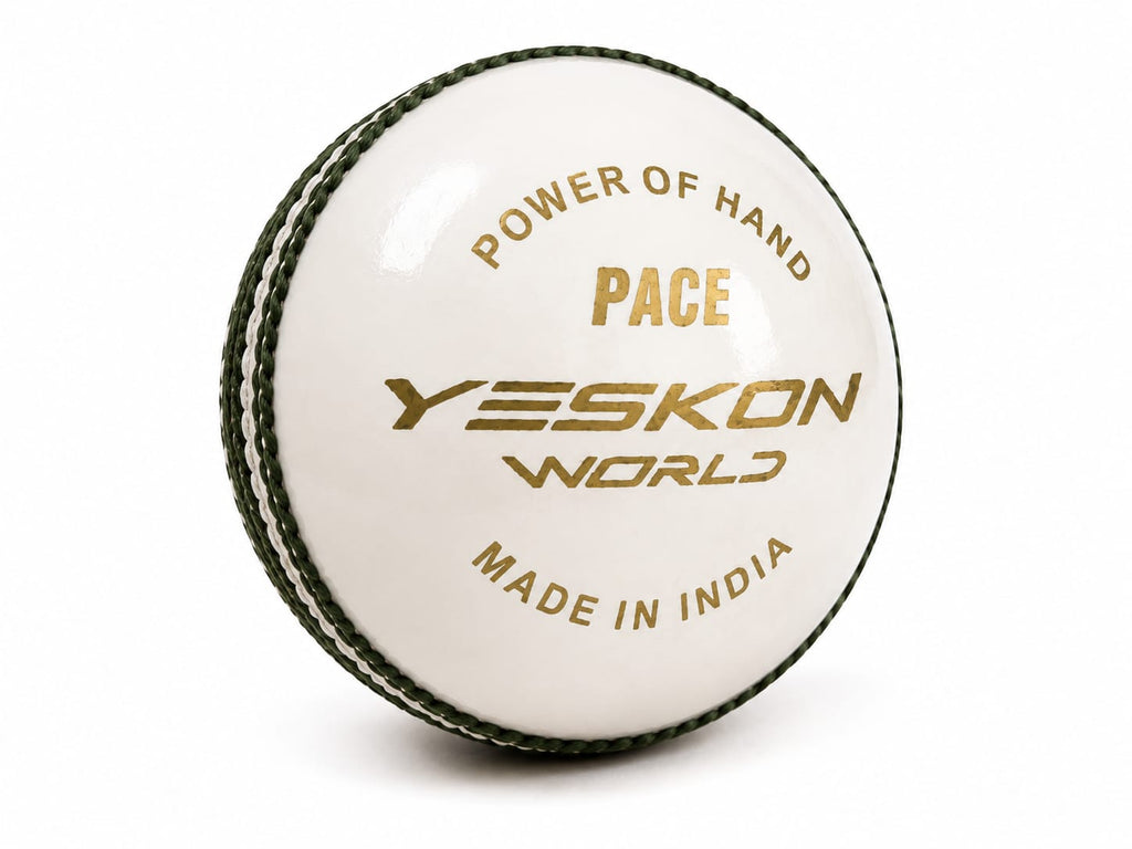 White Cricket Ball (Pace) - YesKon World Cricket Leather Ball (Standard, Pack of 1, White)