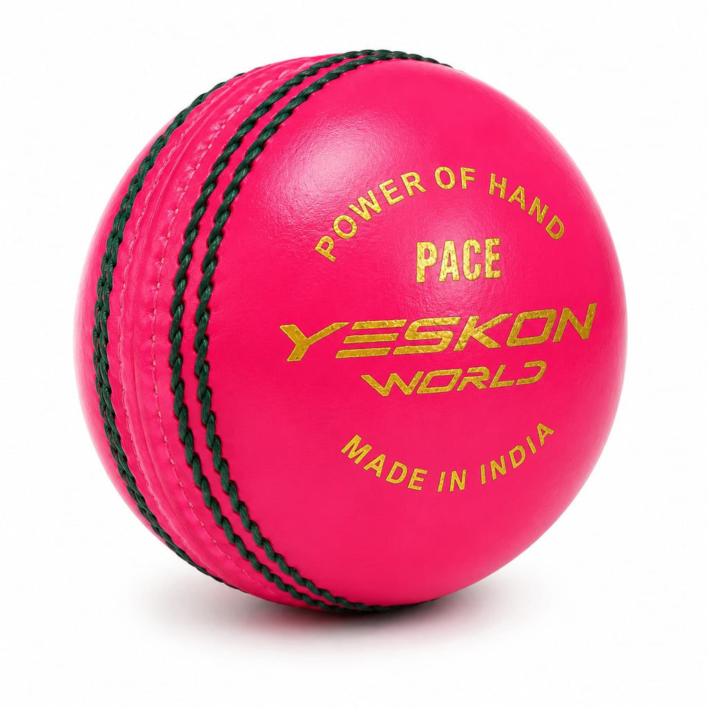 Pink Cricket Ball (Pace) - YesKon World Cricket Leather Ball (Standard, Pack of 1, Pink)