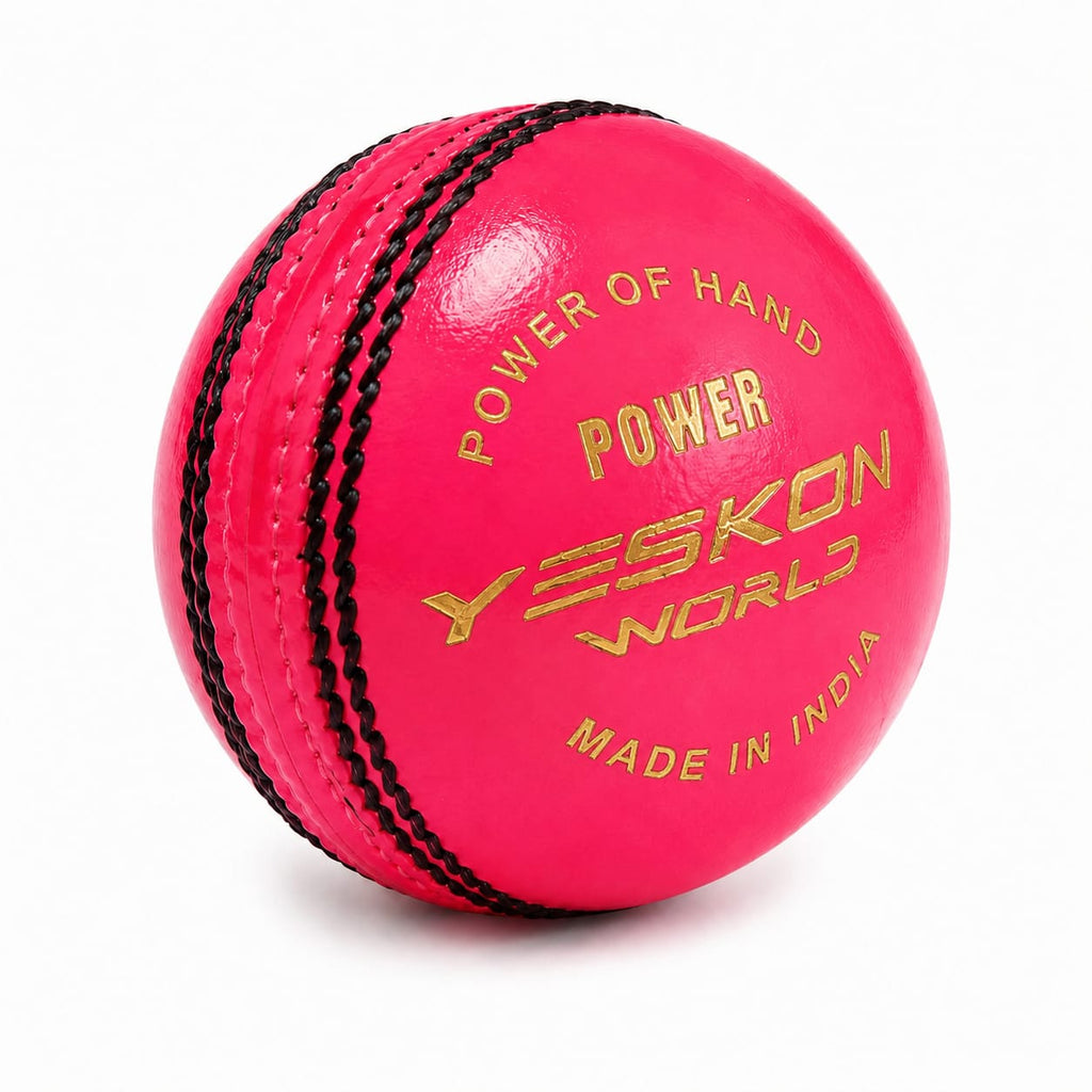 Pink Cricket Ball (Power) - YesKon World Cricket Leather Ball (Standard, Pack of 1, Pink)
