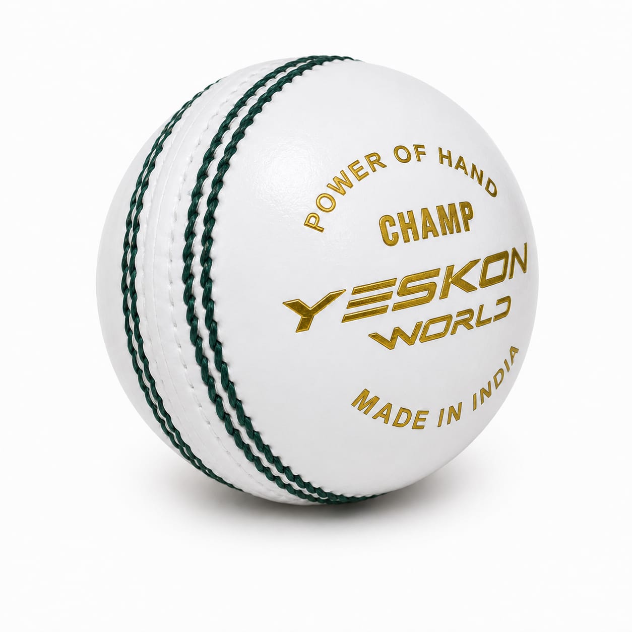 White Cricket Ball (Champ) - YesKon World Cricket Leather Ball (Standard, Pack of 1, White)