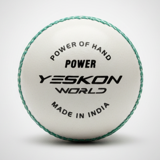 White Cricket Ball (Power) - YesKon World Cricket Leather Ball (Standard, Pack of 1, White)