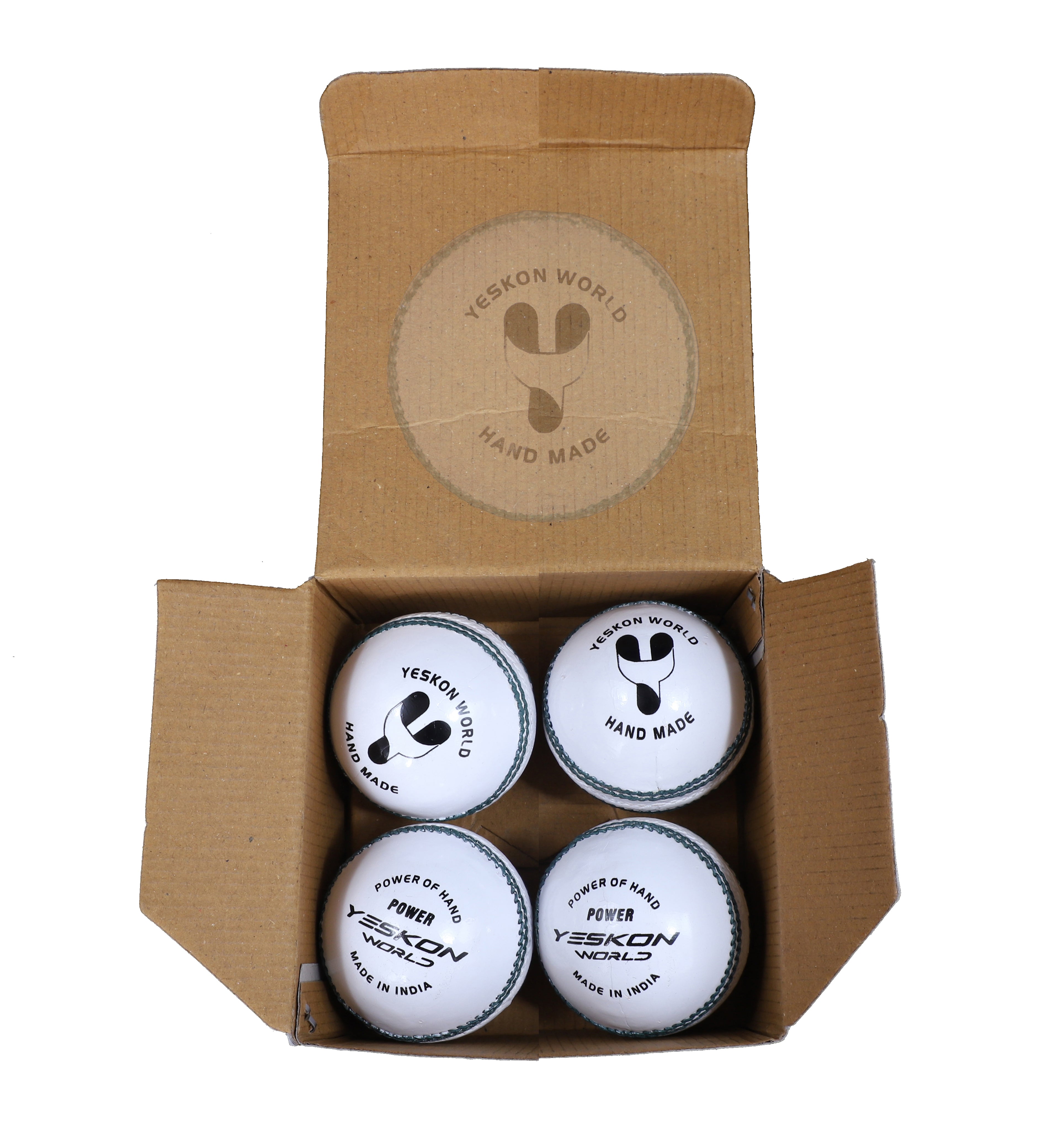 White Cricket Ball (Power) - YesKon World Cricket Leather Ball (Standard, Pack of 1, White)